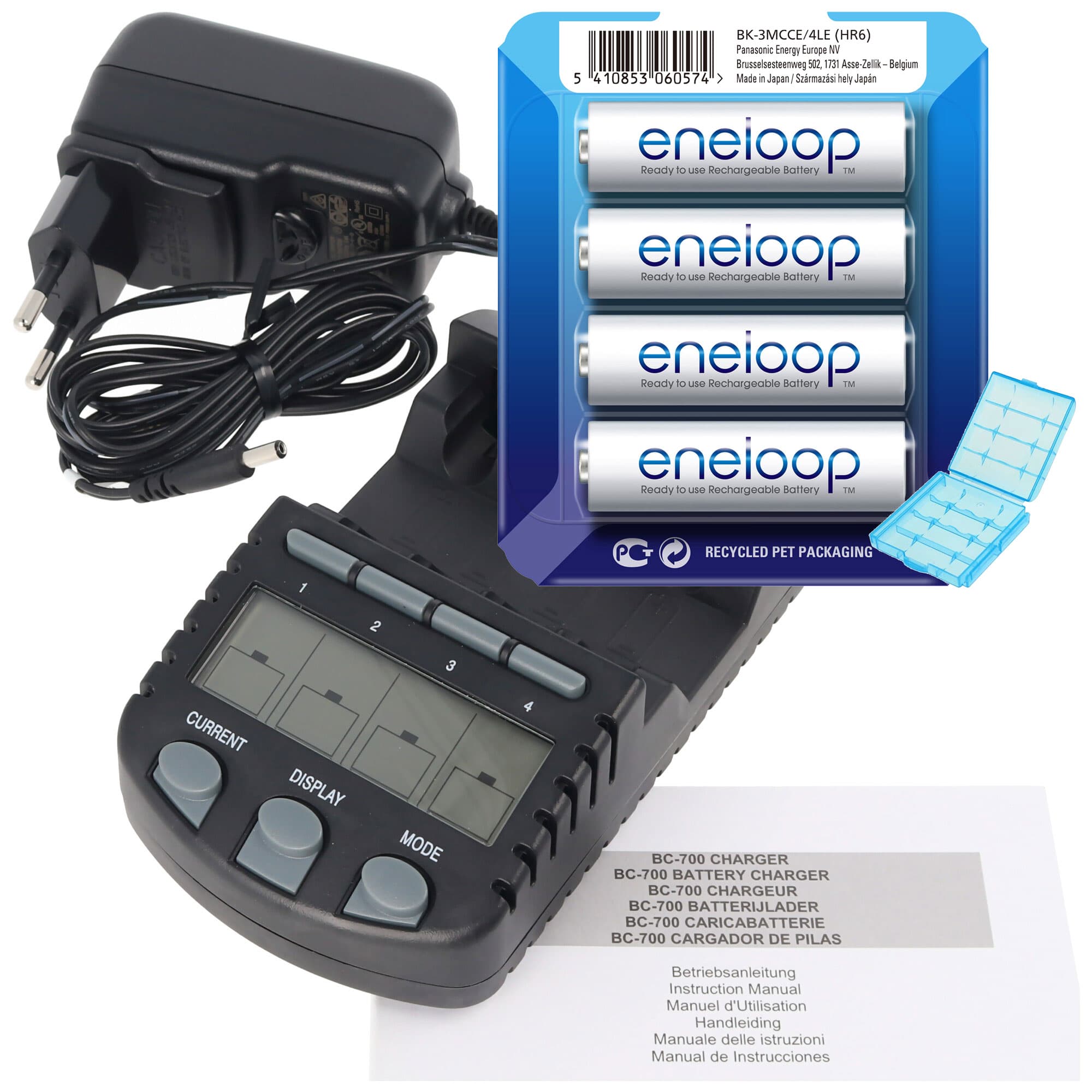 Technoline BC 700 chargeur de batterie noir avec 4x eneloop HR-3UTG et AccuCell BatterieBox