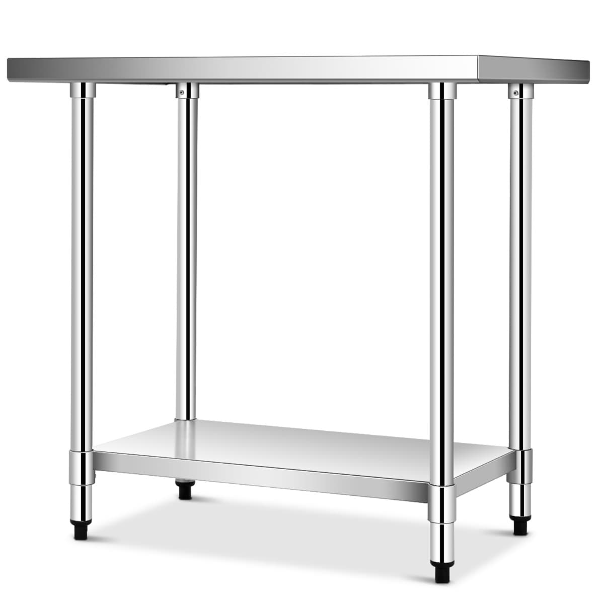 Table de Travail Cuisine 61 x 91,5 cm en Acier Inoxydable à 2 Niveaux Plateau Inférieure Réglable Ch