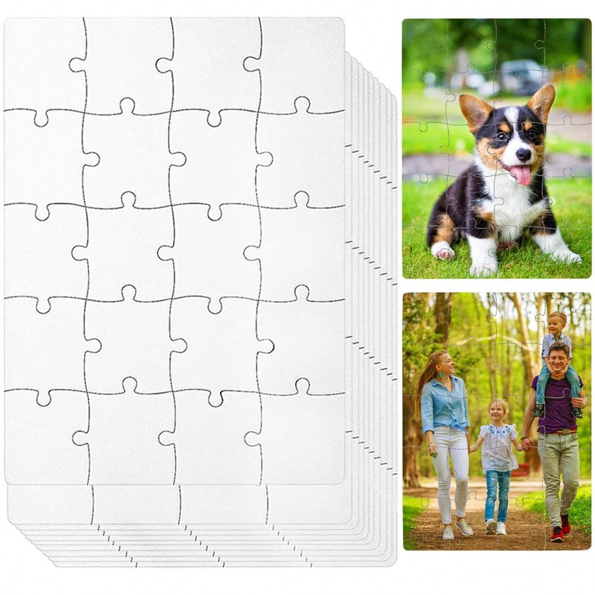 Puzzle vierge en forme de puzzle, processus dimpression par sublimation, puzzle blanc à impression de transfert de chaleur personnalisé DIY (A5-20