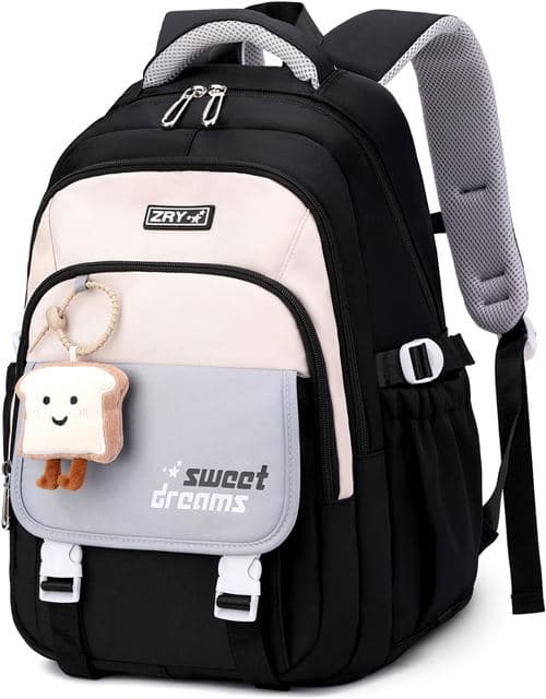 Sac à dos école grande capacité nylon léger imperméable,Noir