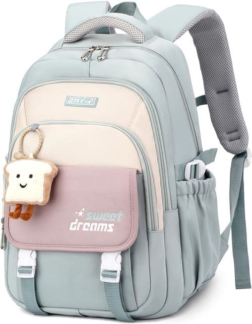 Sac à dos école grande capacité nylon léger imperméable,Vert