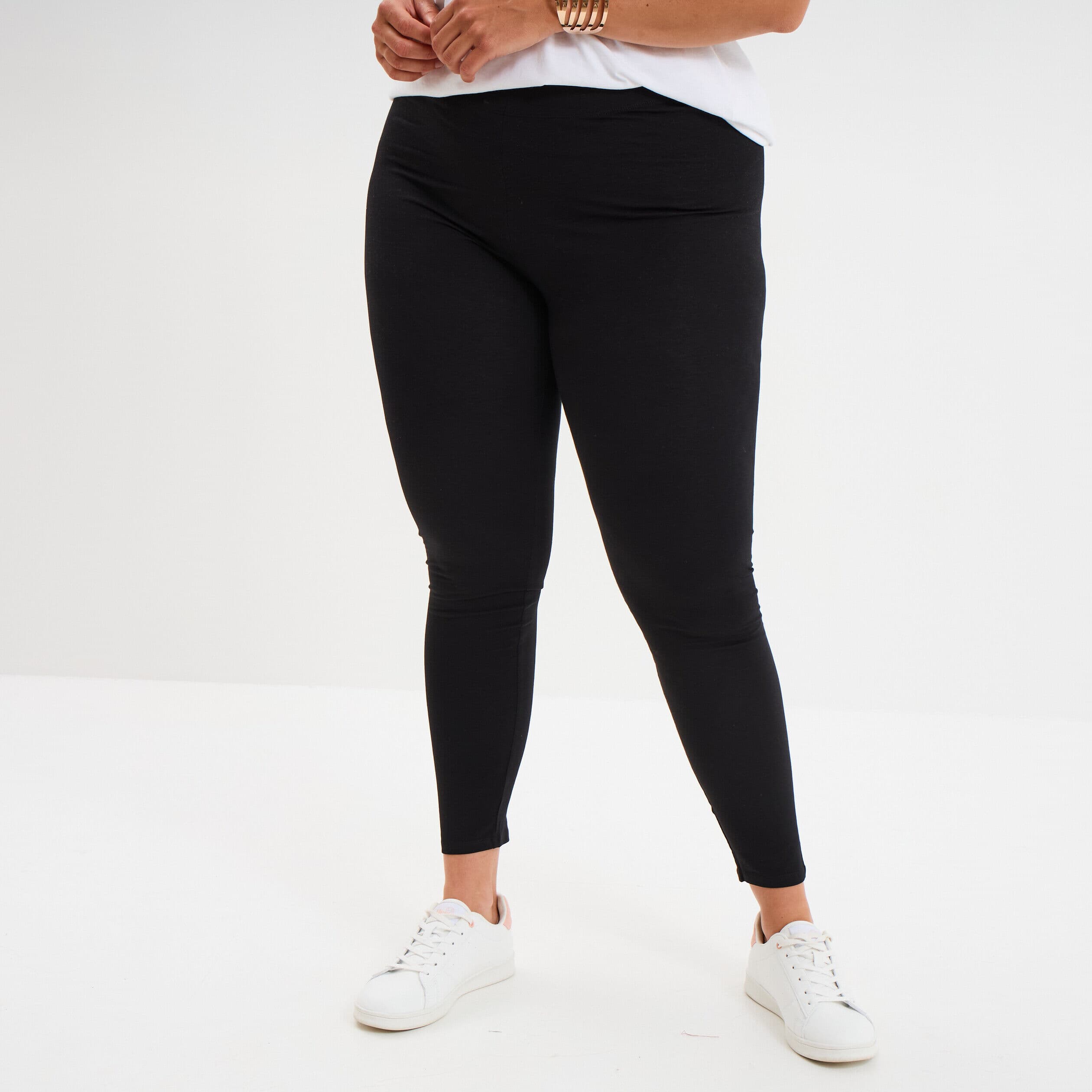 Legging avec taille élastiquée noir femme grande taille